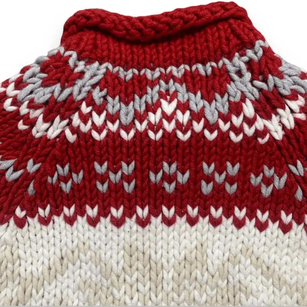 Baby GAP Fair Isle Nordic Knit Cardigan Sweater Red Cream 2 Years Wool Blend